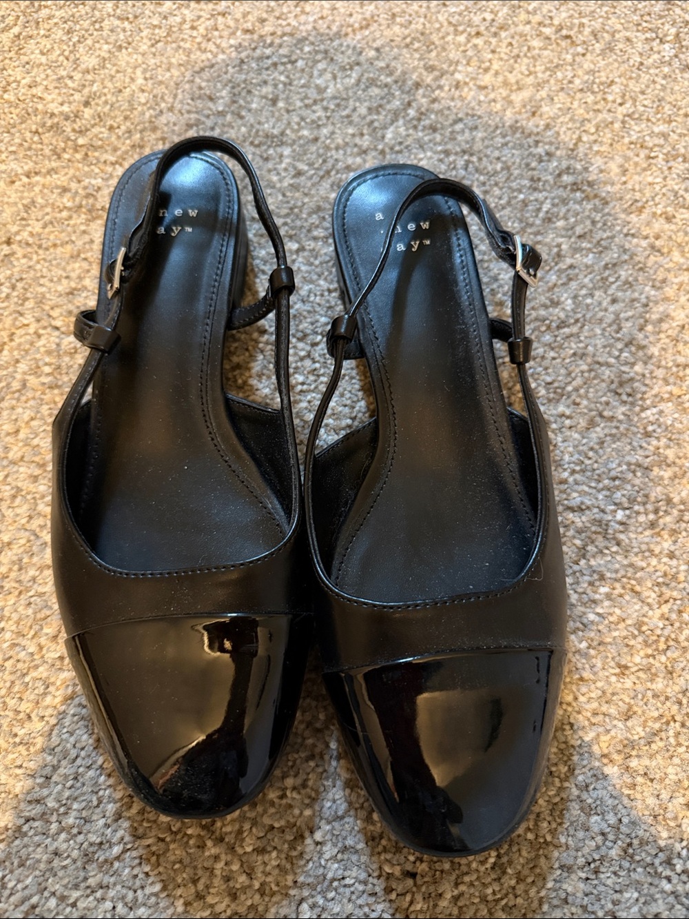 a new day Black Patent Slingback Mules